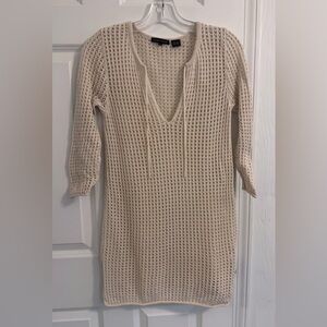 Jeanne Pierre Cream Open-Knit Sweater